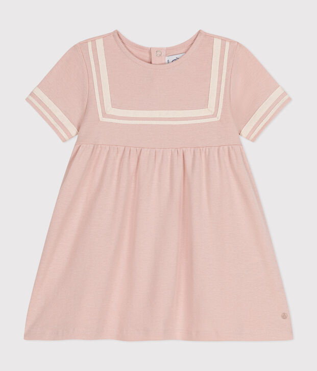 Robe style marin en coton bio b&eacute;b&eacute; rose