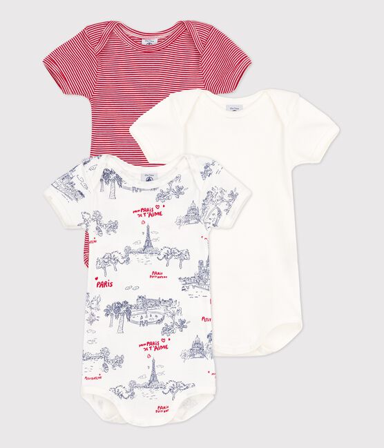 Lot de 3 bodies manches courtes Paris bébé en coton variante 1