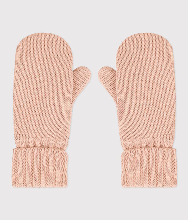 Moufles en tricot doubl&eacute; en polaire enfant gar&ccedil;on-fille rose