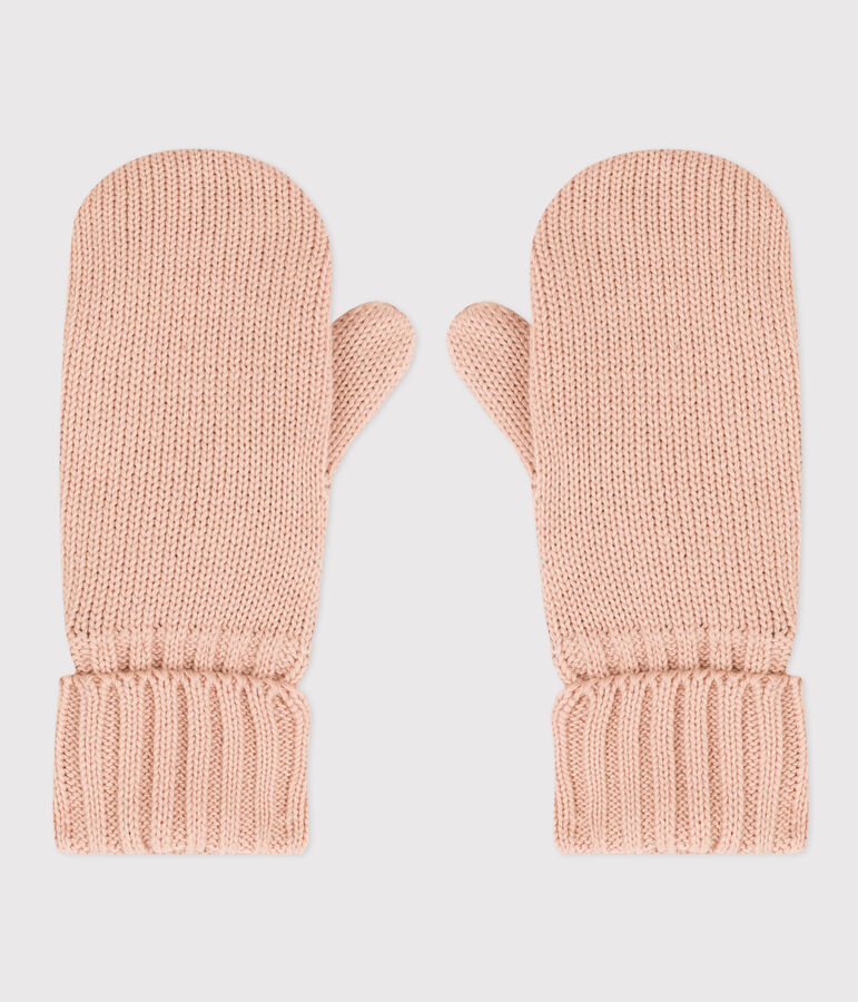 Moufles en tricot doubl&eacute; en polaire enfant gar&ccedil;on-fille rose SALINE