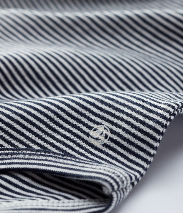 Body col claudine en coton b&eacute;b&eacute; fille bleu/blanc