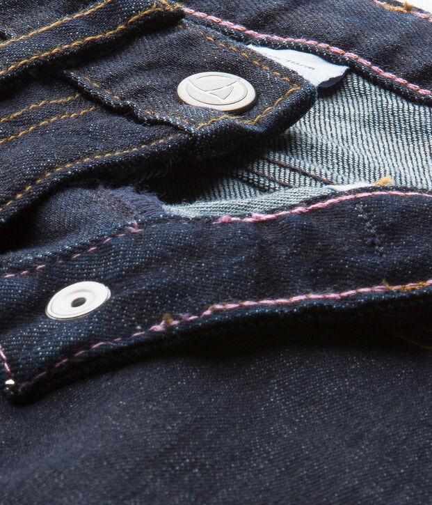 Pantalon fille en jean brut bleu