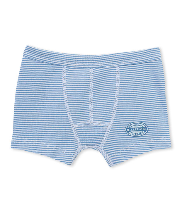 Boxer gar&ccedil;on ray&eacute; milleraies bleu/blanc