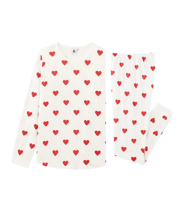 Pyjama petite fille - petit gar&ccedil;on en c&ocirc;te blanc/rouge
