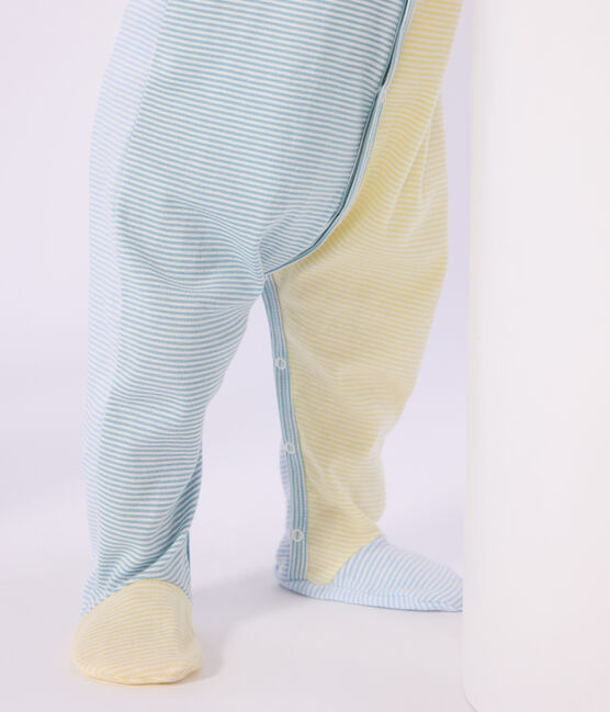 Pyjama bébé en coton imprimé à rayures MIMI/ MARSHMALLOW