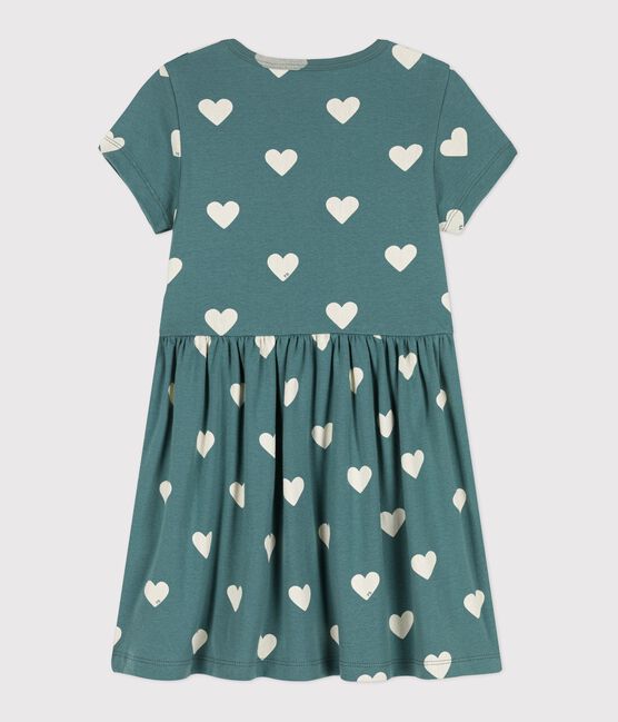 Robe manches courtes en coton bio enfant fille vert BRUT/blanc AVALANCHE