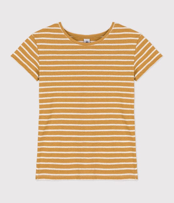 Tee-shirt LE DROIT COTON & LIN jaune ISTRE/blanc AVALANCHE