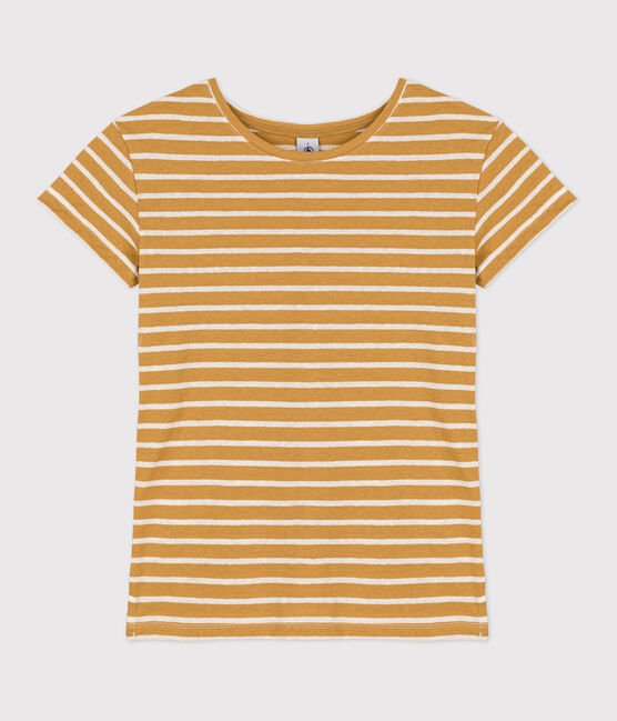Tee-shirt LE DROIT COTON & LIN jaune ISTRE/blanc AVALANCHE