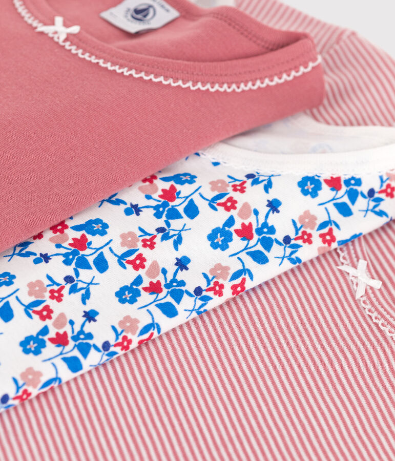 Lot de 3 tee-shirts enfant en coton manches courtes fleuri variante 1