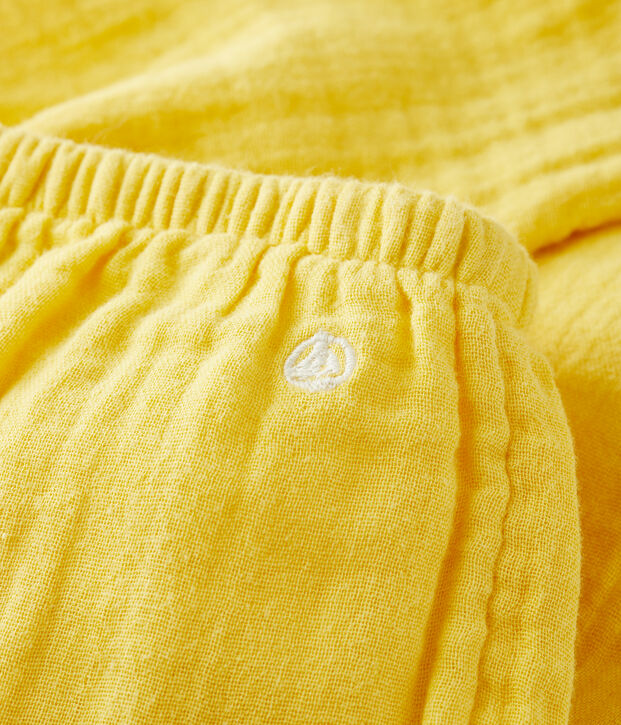 Pantalon en gaze de coton bio b&eacute;b&eacute; jaune