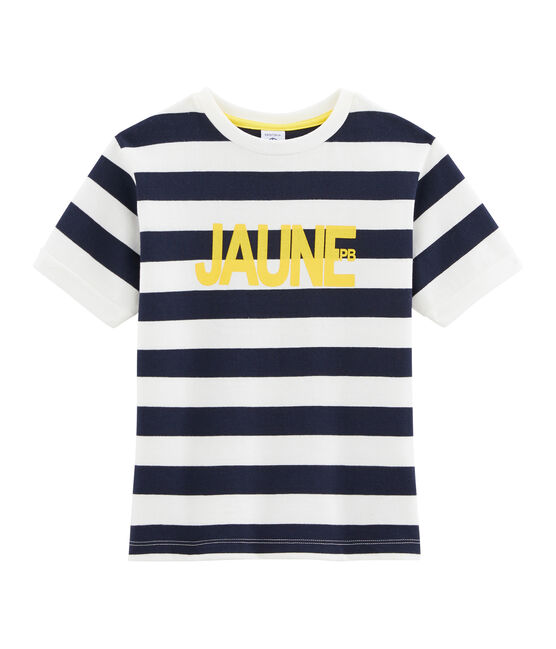 Tee-shirt enfant garcon bleu SMOKING/blanc MARSHMALLOW