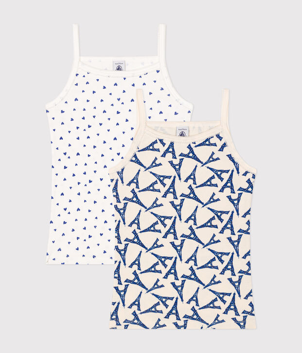 Lot de 2 d&eacute;bardeurs fines bretelles Paris en coton enfant multicouleur