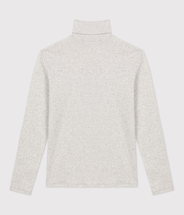 Tee-shirt col roul&eacute; L'ICONIQUE en coton BIO Femme gris chin&eacute; clair