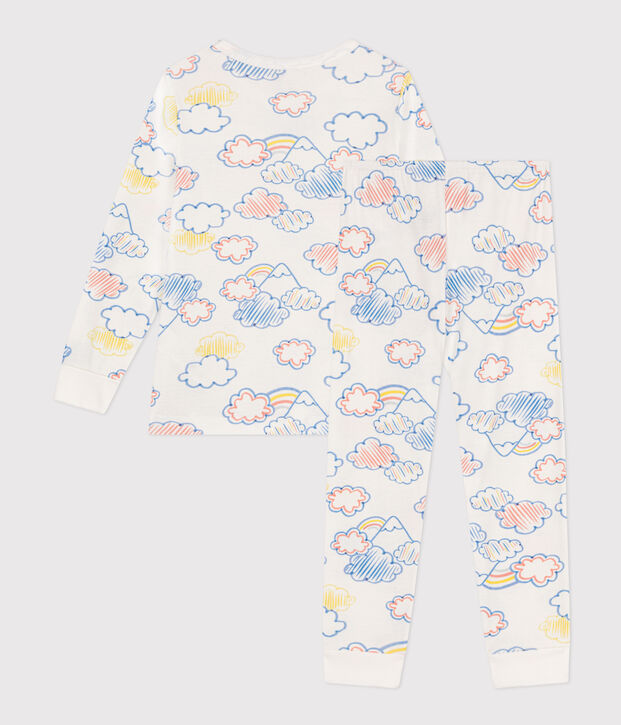 Pyjama imprim&eacute; motif nuage et arc-en-ciel en coton enfant blanc/multicouleur