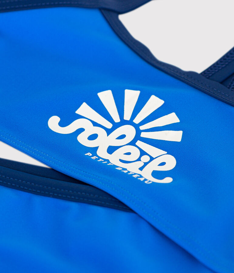 Maillot de bain 2 pi&egrave;ces enfant fille bleu SURF