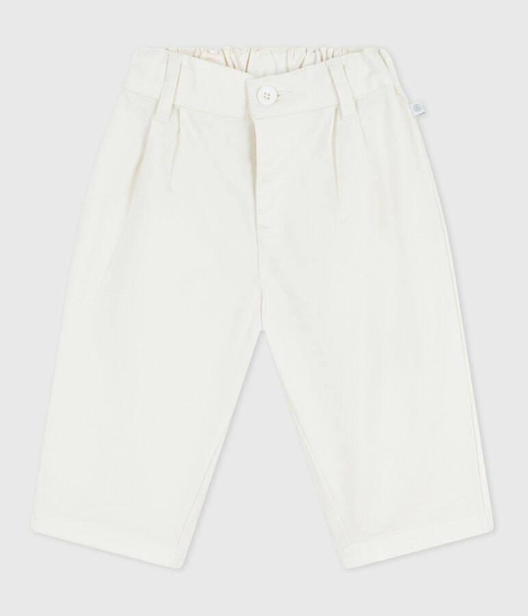 Pantalon b&eacute;b&eacute; en serge uni blanc MARSHMALLOW