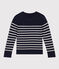 Pull laine et coton enfant fille / garçon bleu SMOKING/blanc MARSHMALLOW