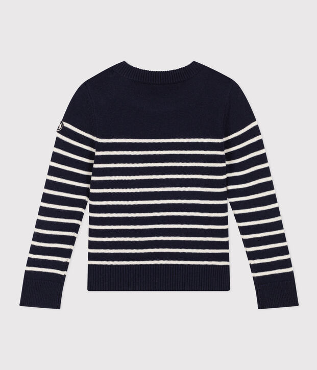 Pull laine et coton enfant fille / gar&ccedil;on bleu/blanc