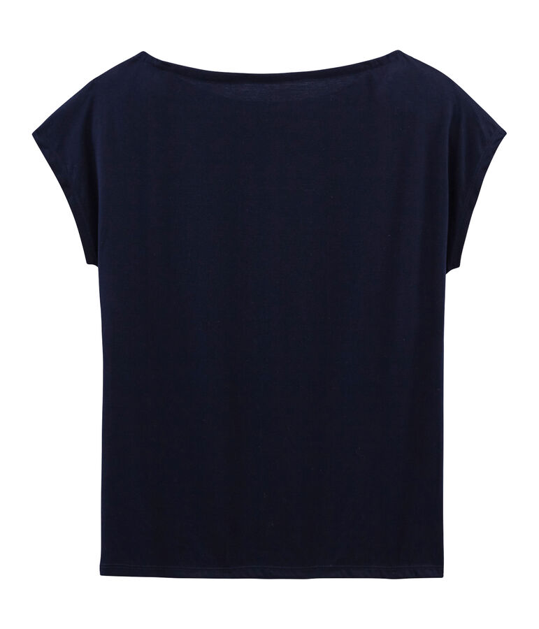 Tee shirt manches courtes coton Sea island femme bleu MARINE