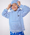 Sweatshirt à capuche enfant mixte en coton éponge à rayures bleu MARSHMALLOW/ PORCELANA