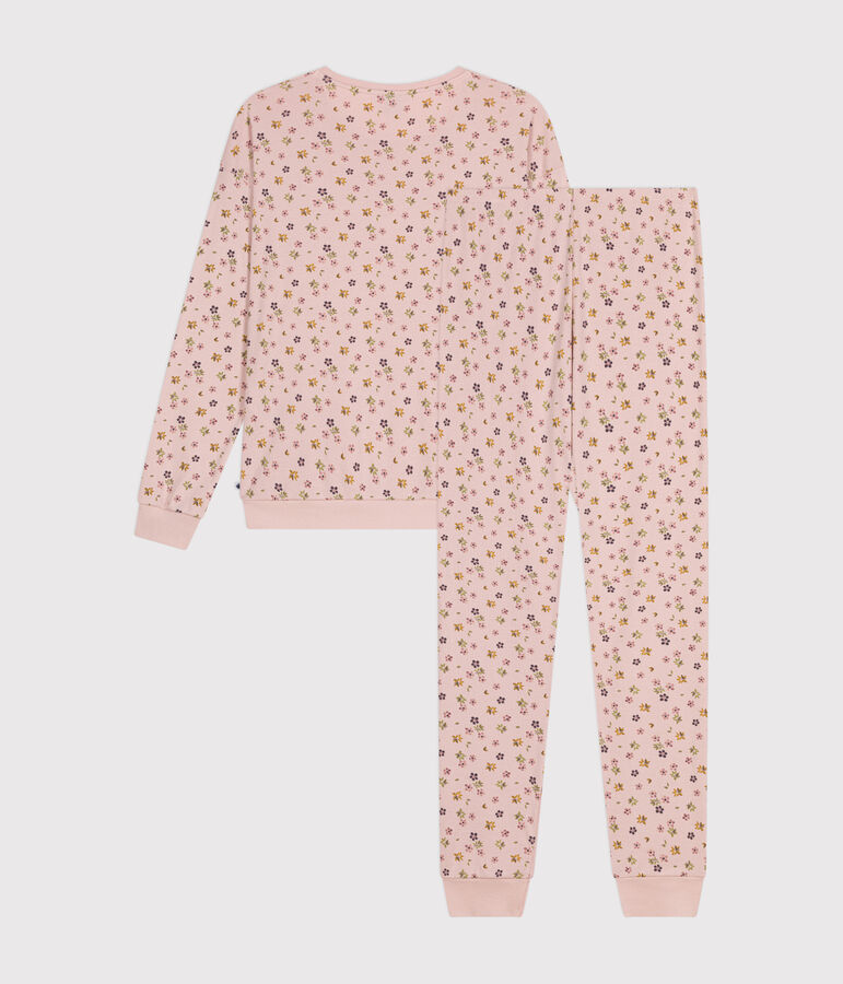 Pyjama en coton imprim&eacute; floral femme rose SALINE/blanc MULTICO