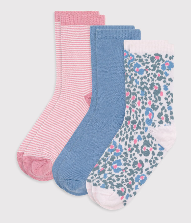 3 paires de chaussettes enfant en coton imprim&eacute; leopard multicouleur