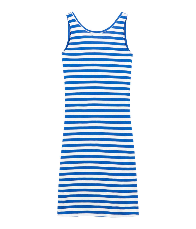 Robe de plage femme bleu/blanc