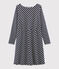 Robe manches longues femme bleu SMOKING/beige COQUILLE