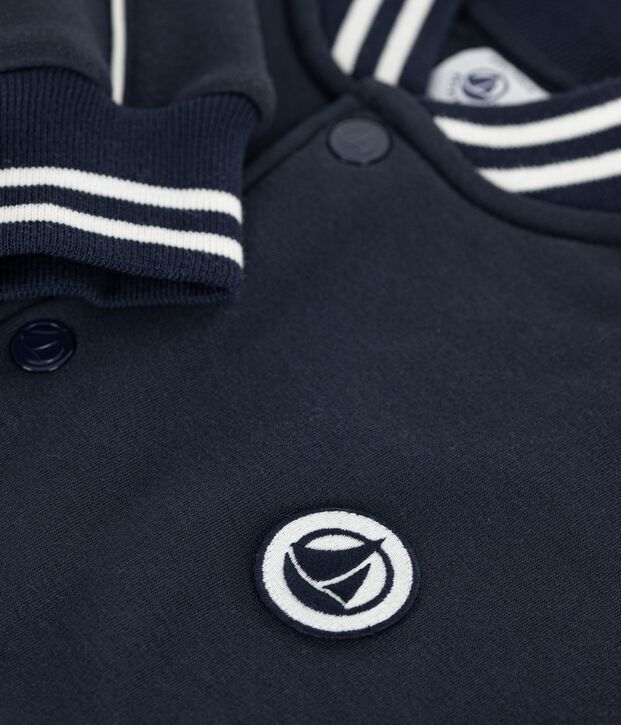 Veste teddy enfant en coton uni bleu marine