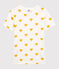 T-shirt col rond à coeurs en coton  Femme blanc MARSHMALLOW/jaune OCRE