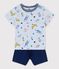 Pyjacourt imprimé animaux yoga petit garçon en coton bleu FRAICHEUR/blanc MULTICO