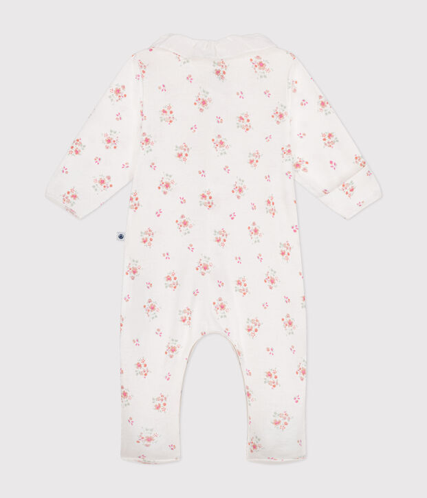 Pyjama imprim&eacute; fleurs en coton b&eacute;b&eacute; blanc/multicouleur