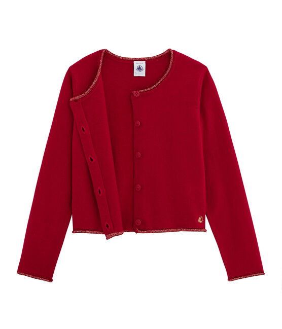 Cardigan tricot enfant fille rouge TERKUIT