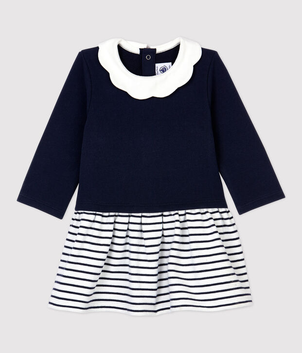 Robe molleton b&eacute;b&eacute;. blanc/bleu