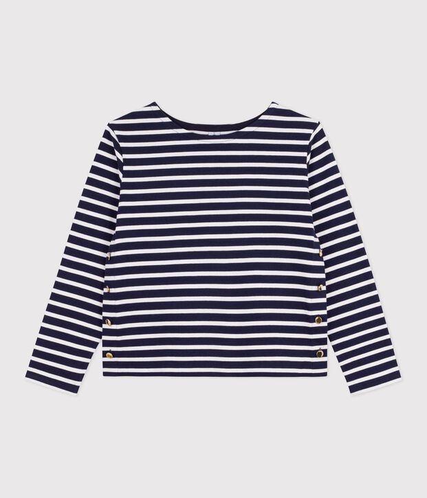 Marini&egrave;re femme en coton &agrave; rayures bleu/blanc