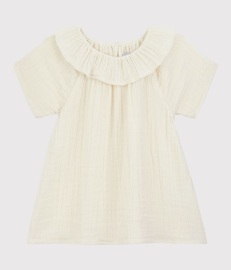 Blouse en gaze de coton bio enfant fille blanc MARSHMALLOW