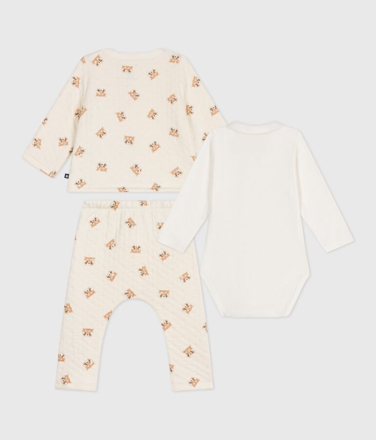 Ensemble 3 pi&egrave;ces b&eacute;b&eacute; imprim&eacute; pandas roux en coton MILK/ MULTICO