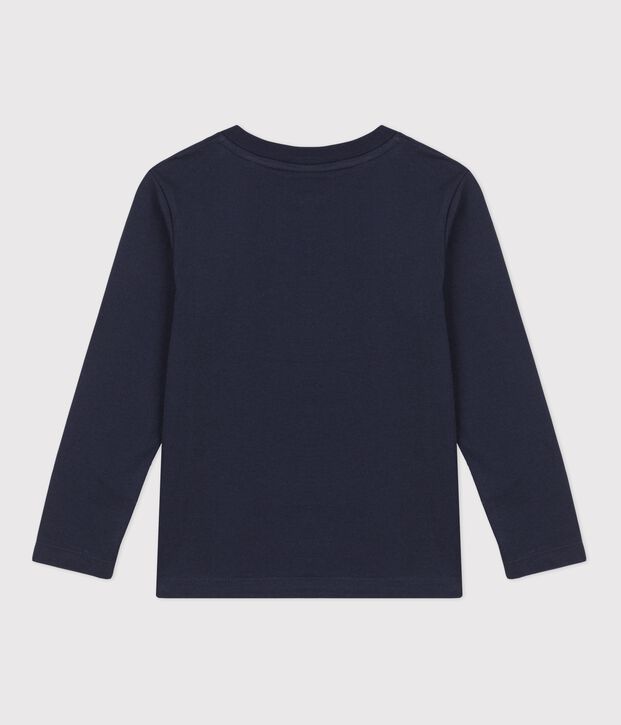 Tee-shirt manches longues en coton enfant gar&ccedil;on bleu/bleu