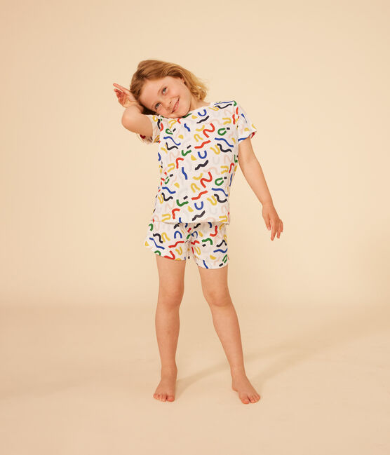 Pyjama short imprimé phosphorescent en coton enfant blanc MARSHMALLOW/blanc MULTICO