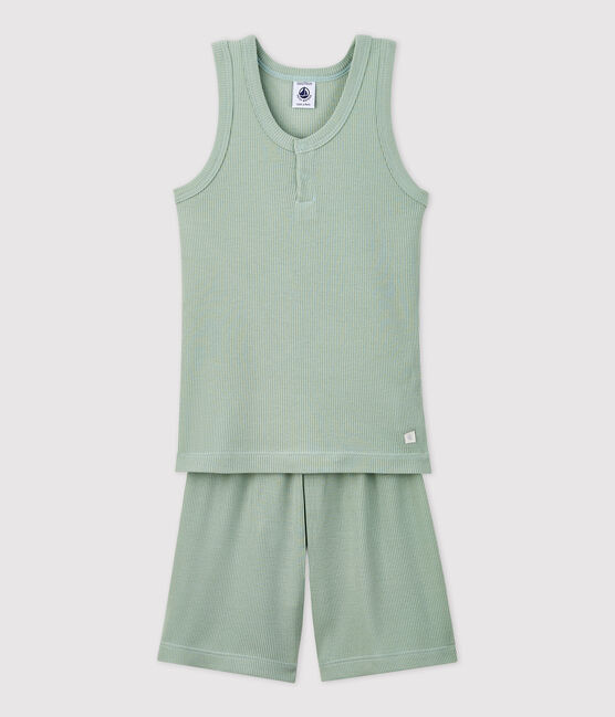 Pyjacourt uni jade petit garçon en coton lyocell vert HERBIER