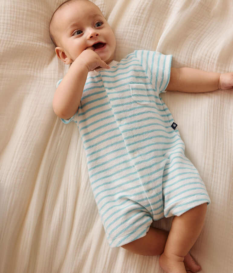 Combicourte b&eacute;b&eacute; en coton &eacute;ponge ray&eacute;e bleu MARSHMALLOW/ AQUATIC