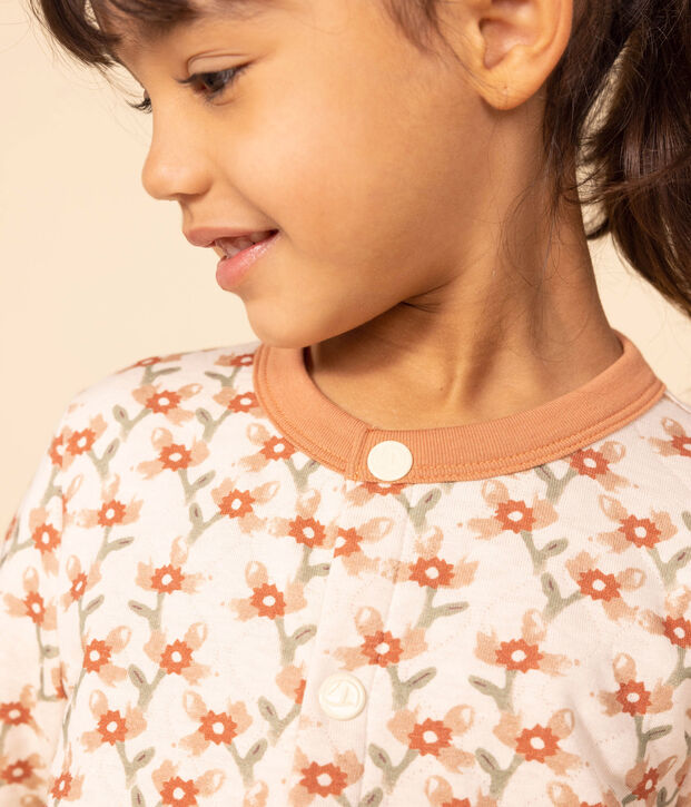 Cardigan imprim&eacute; en tubique matelass&eacute; enfant fille &eacute;cru/multicouleur