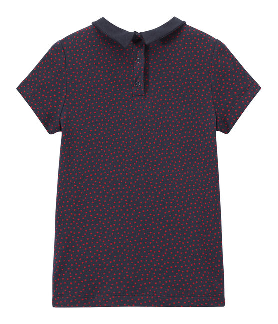 T-shirt fille à col claudine bleu SMOKING/rouge TERKUIT