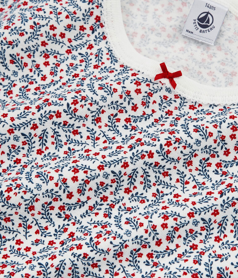 Pyjacourt fille en c&ocirc;te blanc/multicouleur