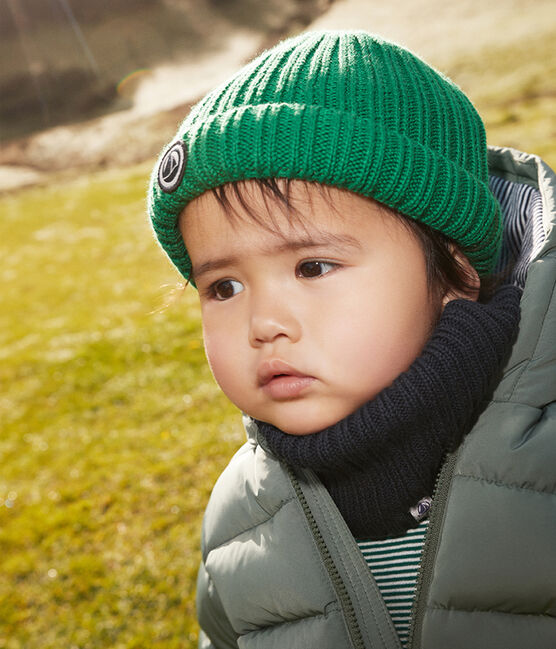 Bonnet bébé en tricot doublé en polaire recyclée MATCHA