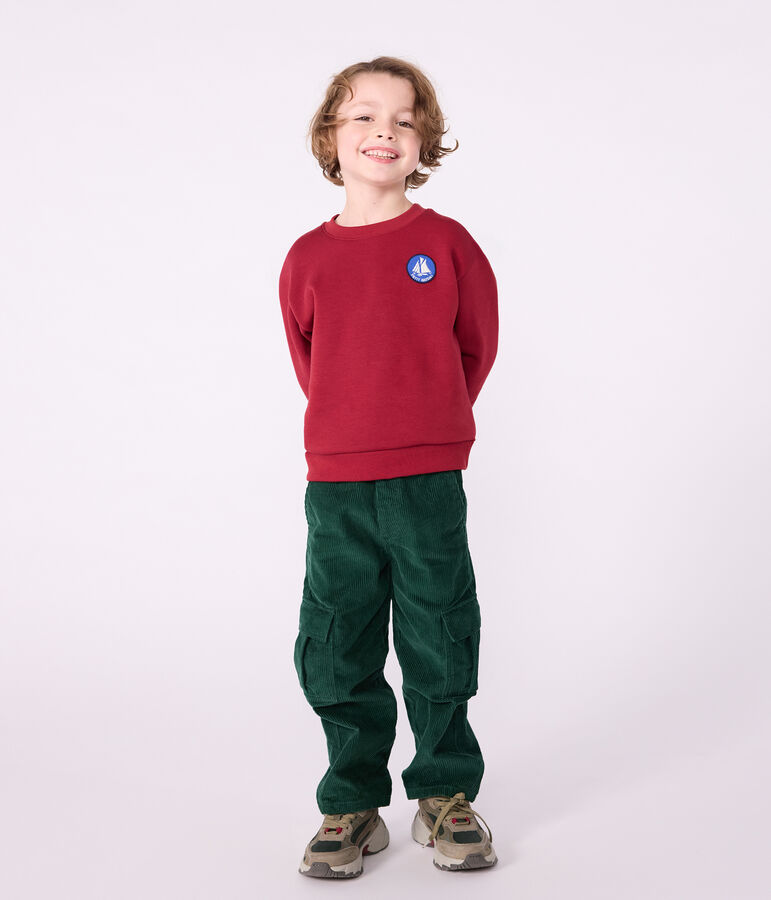 Sweatshirt enfant en coton uni rouge