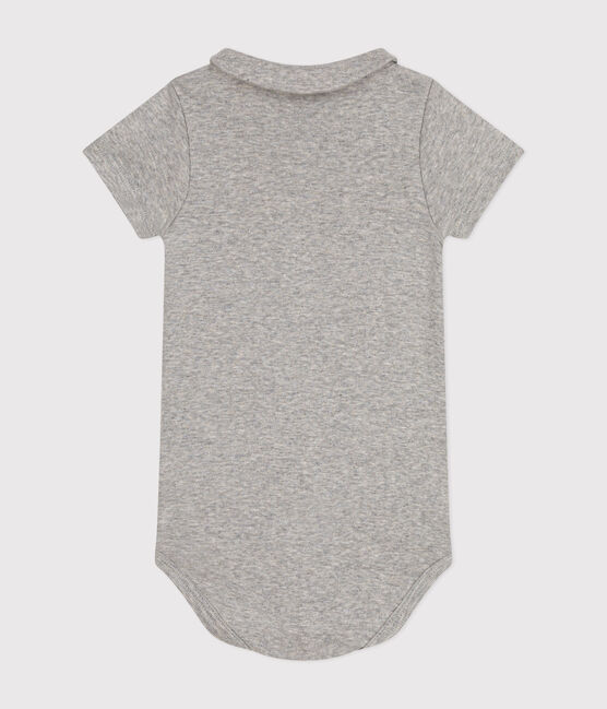 Body manches courtes col claudine en coton bébé gris CHATON CHINE