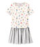 Robe fille taille basse en tubique blanc/multicouleur