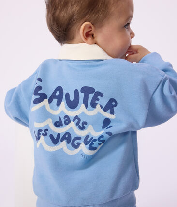 Sweatshirt bébé en coton brodé mouette et motif au dos