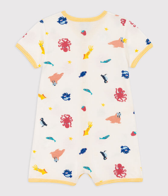 Combinaison courte animaux marins en coton bébé blanc MARSHMALLOW/blanc MULTICO